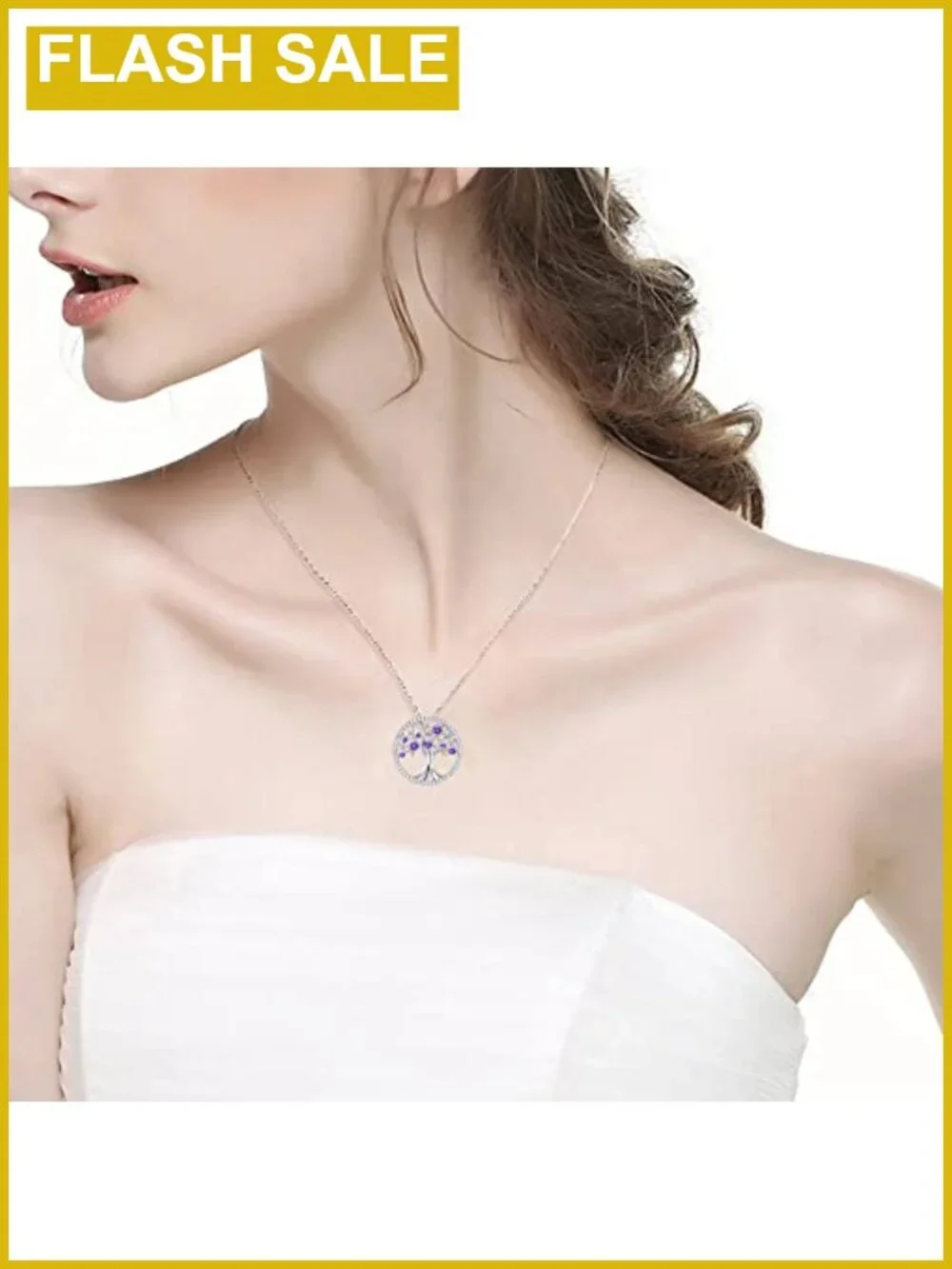 925 Sterling Silver Tree of Life Pendant Necklace 18K White Gold Plated